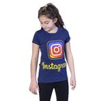 Toontoy Kız Çocuk Insagram Baskılı Tişört Lacivert