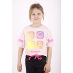 Toontoy Kız Çocuk Instagram Baskılı Crop T-Shirt - 6 Yaş - Pudra