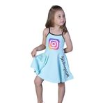 Toontoy Kız Çocuk Instagram Baskılı Elbise Mint Yeşili 3 YAŞ