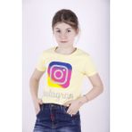 Toontoy Kız Çocuk Instagram Baskılı T-Shirt - 10 Yaş - Sarı
