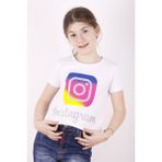 Toontoy Kız Çocuk Instagram Baskılı T-Shirt - 8 Yaş - Beyaz