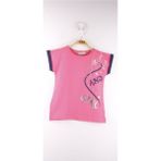 Toontoy Kız Çocuk Just And Girl Baskılı Kol Detaylı Tişört Fuşya 5 YAŞ