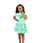 Toontoy Kız Çocuk Kaktüs Baskılı Elbise Mint Yeşili 3 YAŞ