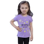 Toontoy Kız Çocuk Kalp Baskılı Tişört Lila 5 YAŞ