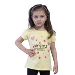 Toontoy Kız Çocuk Kalp Baskılı Tişört Sarı 4 YAŞ