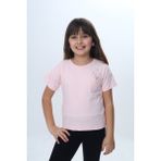 Toontoy Kız Çocuk Kalp Cepli Çiçek Baskılı Tişört - Pudra - 4 Yaş