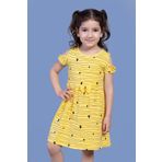 Toontoy Kız Çocuk Kalp Desenli Kolları Detaylı Elbise Sarı 3 YAŞ