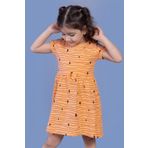 Toontoy Kız Çocuk Kalp Desenli Kolları Detaylı Elbise Turuncu 5 YAŞ