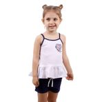 Toontoy Kız Çocuk Kalp Nakışlı Şortlu Takım Beyaz 6 YAŞ