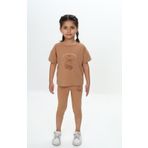 Toontoy Kız Çocuk Kalpli Fiyonk Baskılı Kaprili Takım Kahve 4 YAŞ
