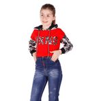 TOONTOY Kız Çocuk Kamuflaj Desenli Kapşonlu Sweatshirt, 8 Yaş, 16243-, Kırmızı, kız-çocuk
