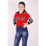 Toontoy Kız Çocuk Kamuflaj Desenli Kapüşonlu Sweatshirt - 8 Yaş - Kırmızı