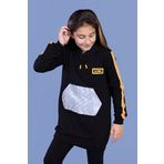 Toontoy Kız Çocuk Kanguru Cepli Reflektör Detaylı Sweatshirt Siyah 10 YAŞ