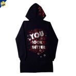 Toontoy Kız Çocuk Kapşonlu Hırka You Luck Better Varak Baskılı Lacivert 12 YAŞ