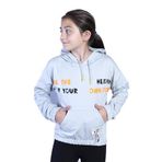 Toontoy Kız Çocuk Kapüşolu Kanguru Cepli Baskılı Sweatshirt Gri 12 YAŞ
