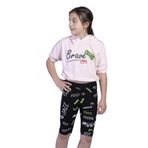 Toontoy Kız Çocuk Kapüşonlu Baskılı Biker Taytlı Takım - 8 Yaş - Pudra