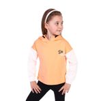 Toontoy Kız Çocuk Kapüşonlu Blok Renkli Sweatshirt Turuncu 2 YAŞ