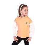 Toontoy Kız Çocuk Kapüşonlu Blok Renkli Sweatshirt Turuncu 3 YAŞ