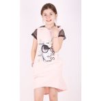 Toontoy Kız Çocuk Kapüşonlu Cepli Elbise - 5 Yaş - Pudra