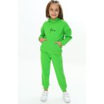 Toontoy Kız Çocuk Kapüşonlu Eşofman Takım - Fıstık Yeşili - 4 Yaş