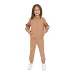 Toontoy Kız Çocuk Kapüşonlu Eşofman Takım Kahverengi 3 YAŞ