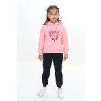 Toontoy Kız Çocuk Kapüşonlu Eşofman Takım Pembe 5 YAŞ