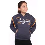 Toontoy Kız Çocuk Kapüşonlu Fermuar Detaylı Baskılı Sweatshirt Füme 8 YAŞ