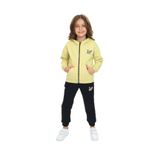 Toontoy Kız Çocuk Kapüşonlu Fermuarlı Baskılı Eşofman Takım Açık Yeşil 4 YAŞ