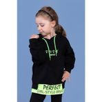 Toontoy Kız Çocuk Kapüşonlu Garni Detaylı Baskılı Sweatshirt