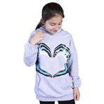 Toontoy Kız Çocuk Kapüşonlu Kanguru Cepli Baskılı Sweatshirt Gri Melanj 8 YAŞ