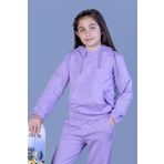 Toontoy Kız Çocuk Kapüşonlu Kanguru Cepli Sweatshirt Lila 10 YAŞ