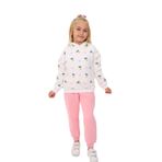 Toontoy Kız Çocuk Kapüşonlu Komple Lale Baskılı Eşofman Takım Pembe 6 YAŞ