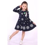 TOONTOY Kız Çocuk Kar Tanesi Baskılı Elbise, 5 Yaş, 22149, Lacivert, Kız Çocuklar