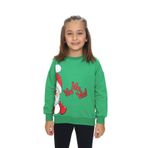 Toontoy Kız Çocuk Kardan Adam Ho Ho Ho Baskılı Sweatshirt Çimen Yeşili 4 YAŞ