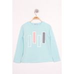 Toontoy Kız Çocuk Kareli Baskılı T-Shirt Mint Yeşili 12 YAŞ