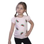 Toontoy Kız Çocuk Karpuz Nakışlı Tişört Pudra 2 YAŞ