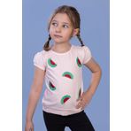 Toontoy Kız Çocuk Karpuz Nakışlı Tişört Pudra 3 YAŞ