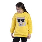 Toontoy Kız Çocuk Kedi Desenli Taş İşlemeli Kanguru Cepli Sweatshirt Sarı 6 YAŞ