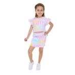 Toontoy Kız Çocuk Keep Smıle Baskılı Etekli Takım Açık Lila 4 YAŞ