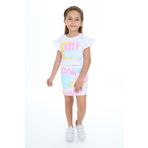 Toontoy Kız Çocuk Keep Smıle Baskılı Etekli Takım Beyaz 4 YAŞ