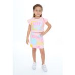Toontoy Kız Çocuk Keep Smıle Baskılı Etekli Takım Pudra 6 YAŞ
