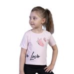Toontoy Kız Çocuk Kelebek Baskılı Taş İşlemeli Tişört Pudra 3 YAŞ