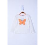 Toontoy Kız Çocuk Kelebek Pullu T-Shirt - 3 Yaş - Ekru
