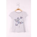 Toontoy Kız Çocuk Kelebek Taş Baskılı T-Shirt Gri Melanj 1 YAŞ