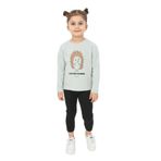 Toontoy Kız Çocuk Kirpi Baskılı Tişört - 3 Yaş - Yeşil