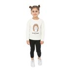 Toontoy Kız Çocuk Kirpi Baskılı Tişört - 4 Yaş - Ekru