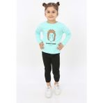 Toontoy Kız Çocuk Kirpi Baskılı Tişört - 5 Yaş - Koyu Mint