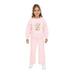 Toontoy Kız Çocuk Kol Büzgülü Lale Baskılı Eşofman Takım Pudra 2 YAŞ