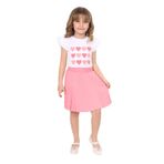 Toontoy Kız Çocuk Kol Fırfır Kalp Baskılı Etekli Takım Somon 6 YAŞ