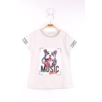 Toontoy Kız Çocuk Kol Kulaklıklı Köpek Baskılı Tişört Kahve Melanj 5 YAŞ